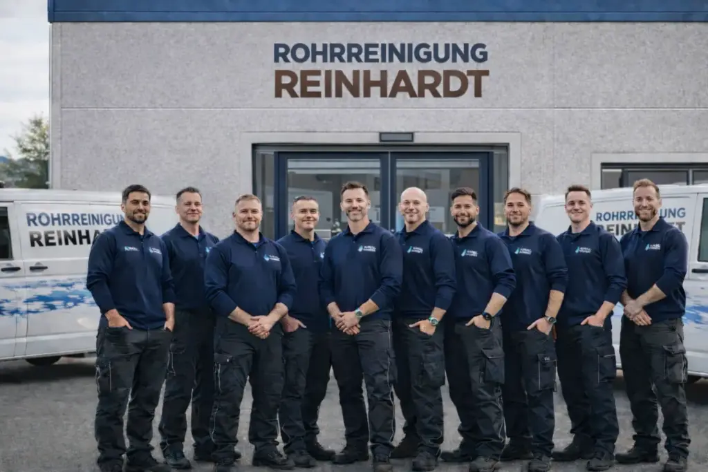 Fachkräfte der Rohrreinigung Reinhardt Pforzheim bei der Beseitigung einer Rohrverstopfung